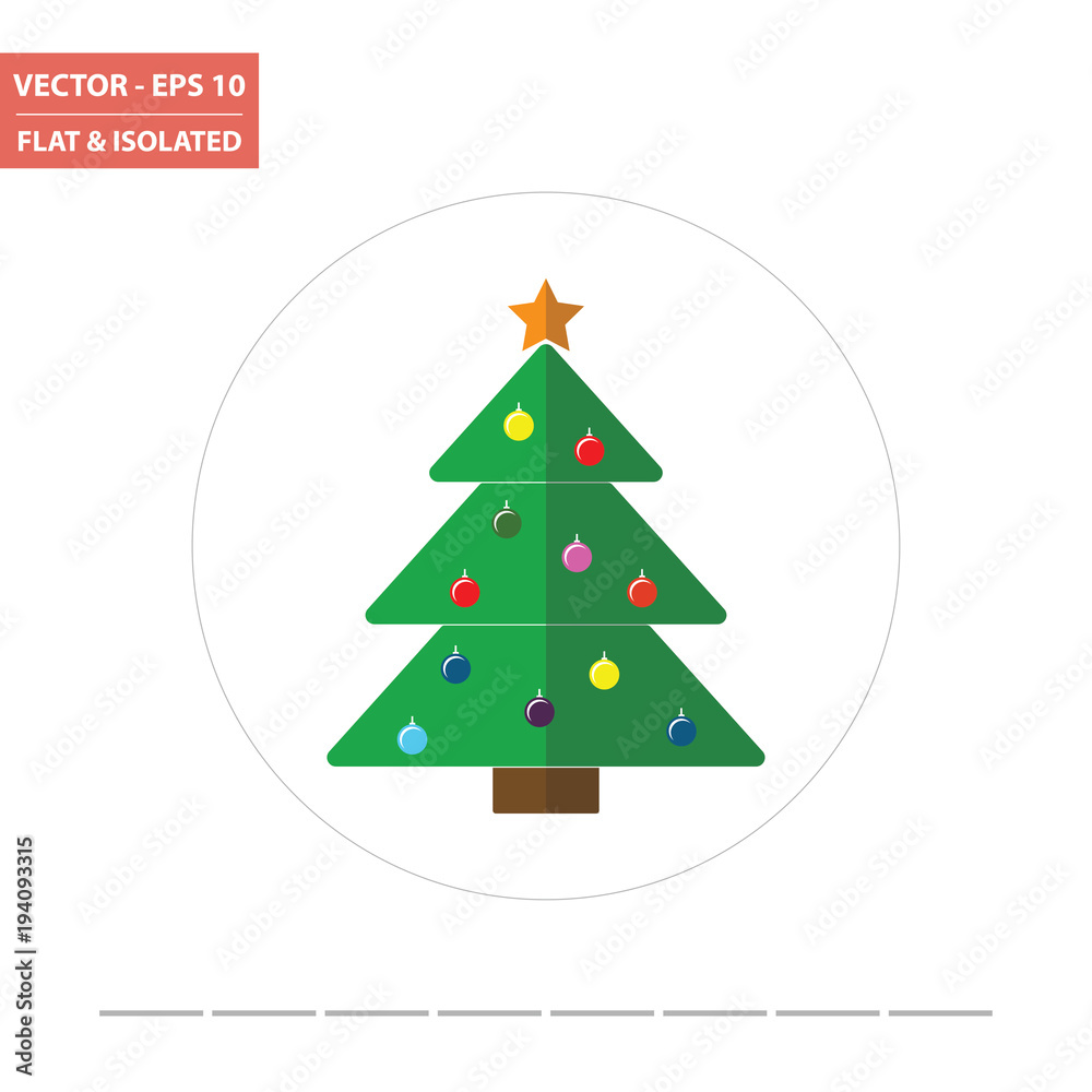 Christmas tree flat icon isolated. Vector Illustration.