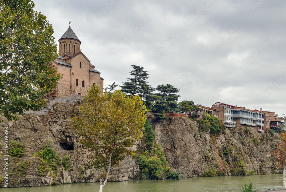Naklejka premium Virgin Mary Metekhi church, Tbilisi, Georgia