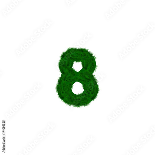  numbers decorated with pine branches. Number- 8. Eight.