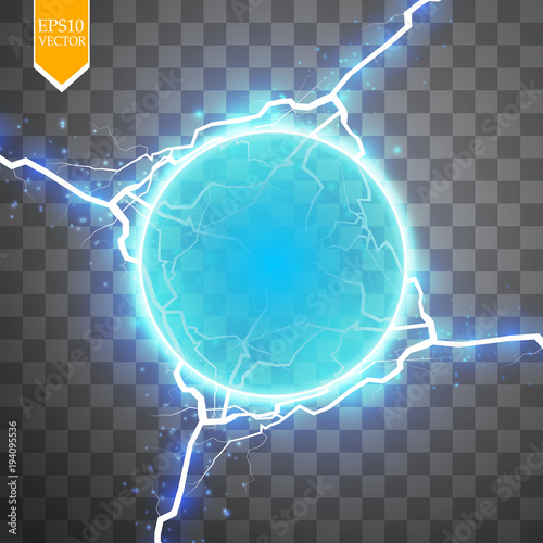blue energy ring with lightning abstract.conceptual vector design with free area in center for any object.