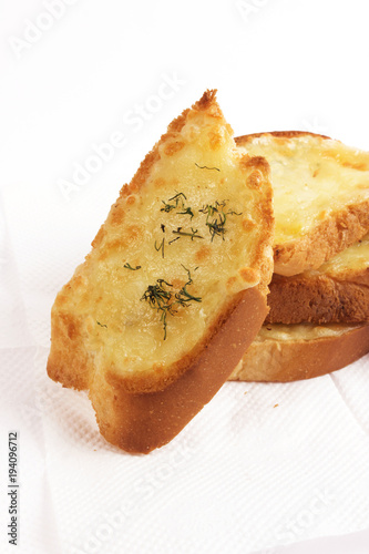 Garlic Bread On White