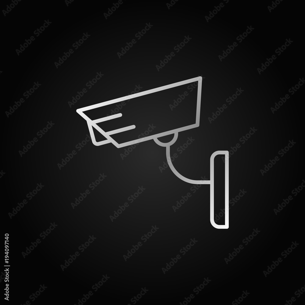 CCTV vector concept silver icon in thin line style CCTV vector concept silver icon in thin line style
