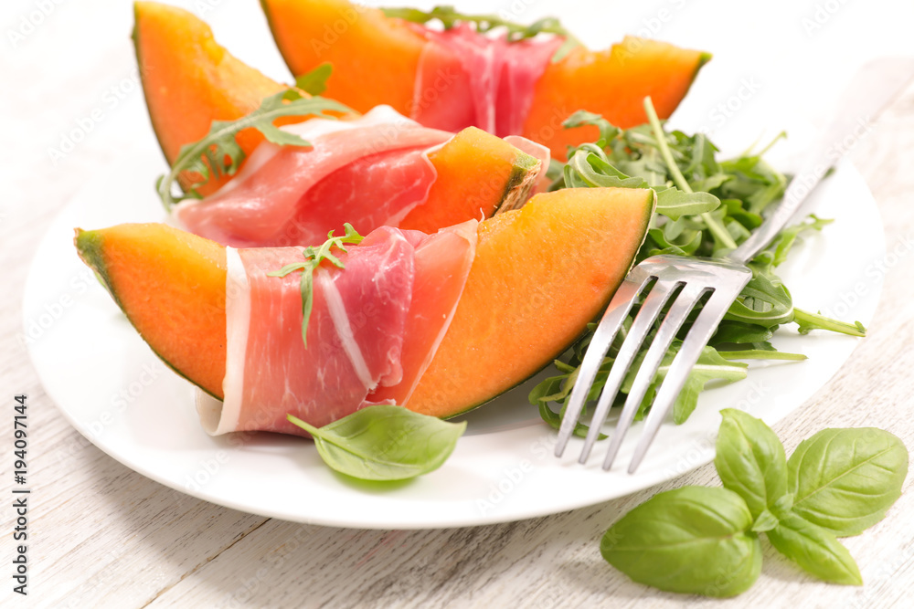 melon and prosciutto ham melon and prosciutto ham