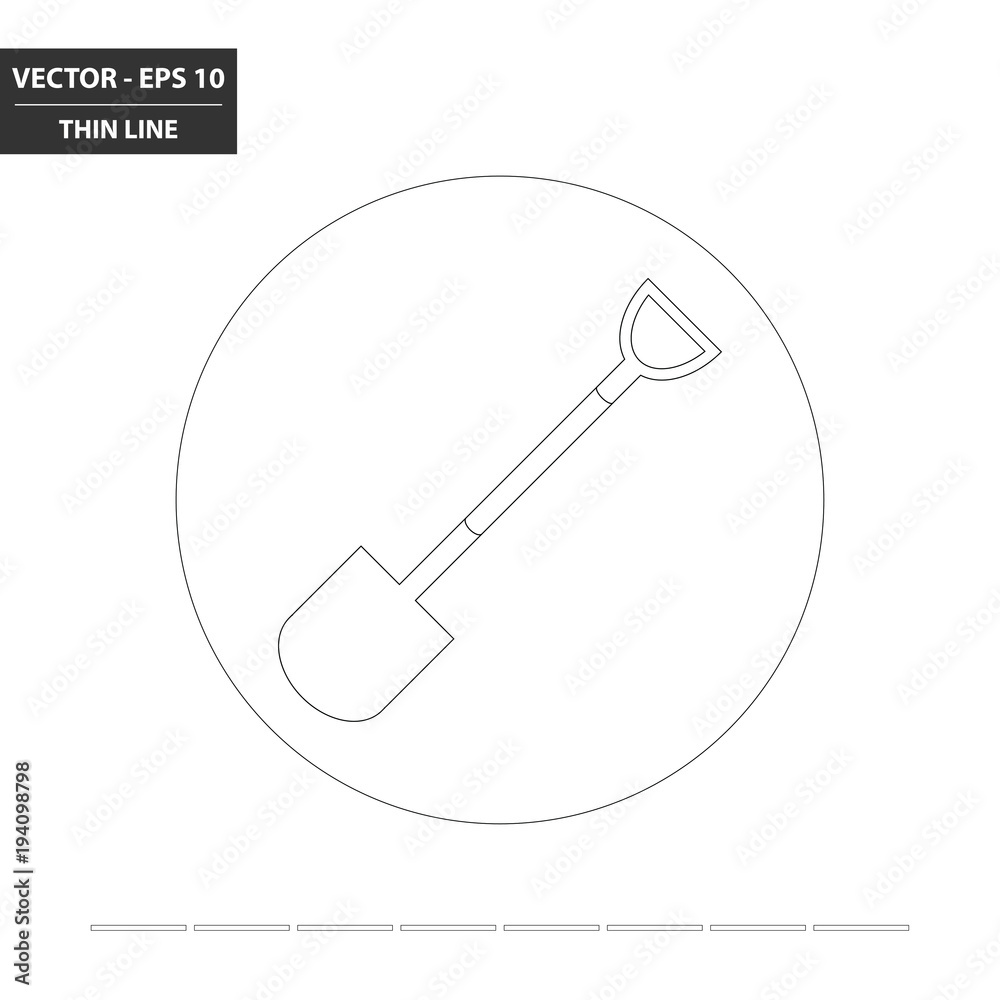 Shovel thin line flat icon. Vector Illustration. Shovel thin line flat icon. Vector Illustration.
