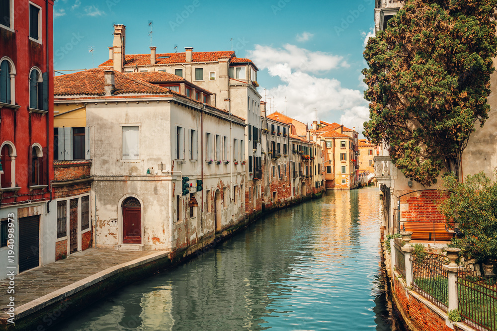 Canal in Venice, Italy. Architecture and landmarks of Venice