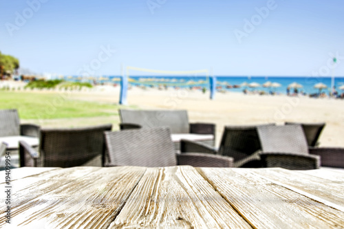 Fototapeta Naklejka Na Ścianę i Meble -  table background of free space and beach background 