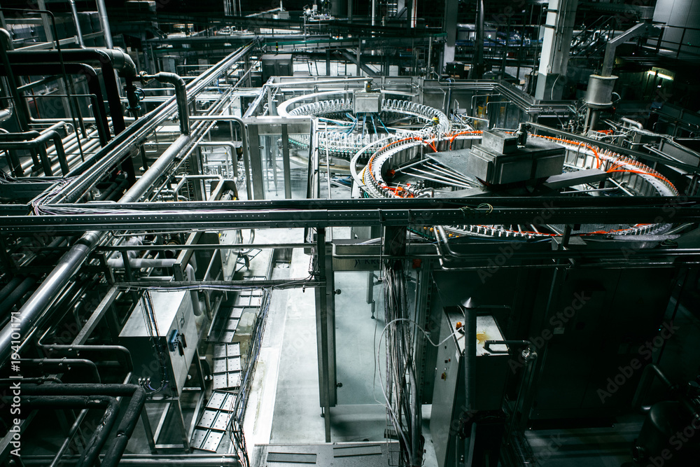 conveyor and pipes in the factory