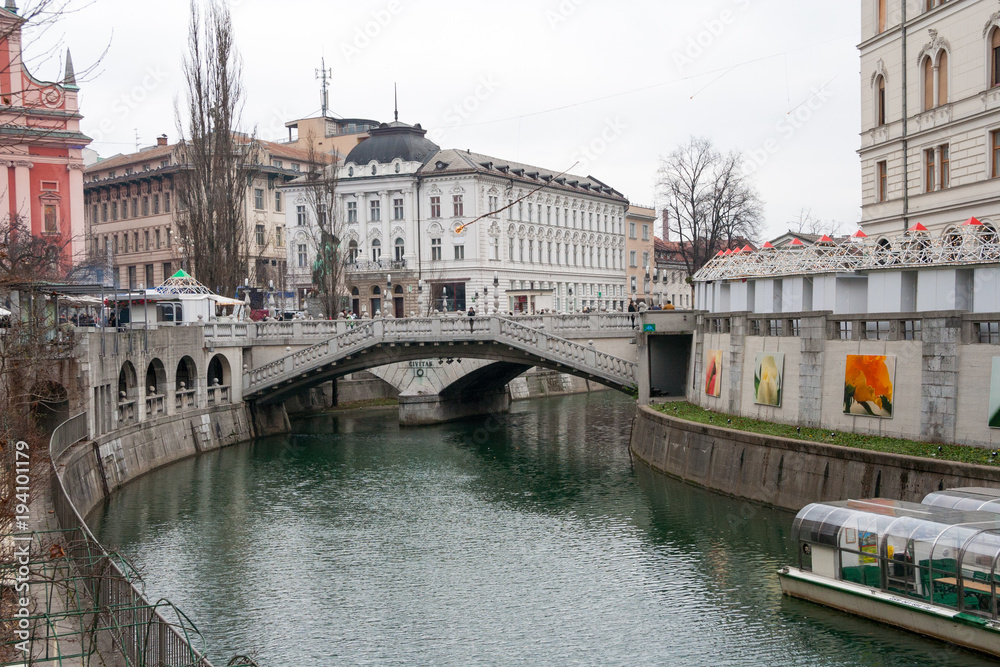 Tromostovje Triple Bridge in Ljubljana (Slovenia)