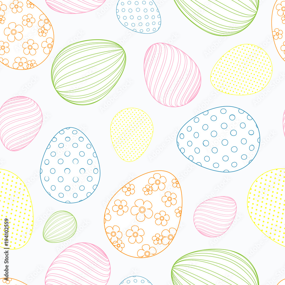 Seamless pattern from colored easter eggs on a light background Decorative festive background for design of tags cards banners posters advertisements sales for Easter holiday Element of design Vector Seamless pattern from colored easter eggs on a light background Decorative festive background for design of tags cards banners posters advertisements sales for Easter holiday Element of design Vector