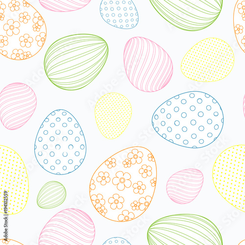 Seamless pattern from colored easter eggs on a light background Decorative festive background for design of tags cards banners posters advertisements sales for Easter holiday Element of design Vector