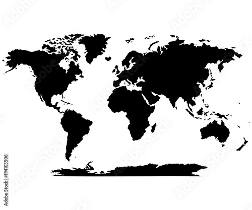 The Earth, World Map on white background. Antarctica. Vector illustration