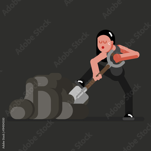 Miner girl with shovel