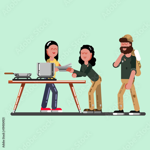 Voluntire female helps in homeless shelter