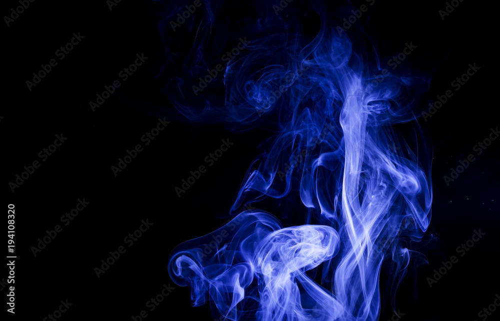 Blue smoke on black background Blue smoke on black background