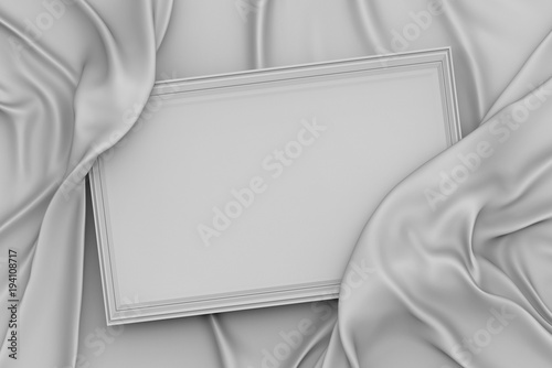 3d rendering gray frame and drapery