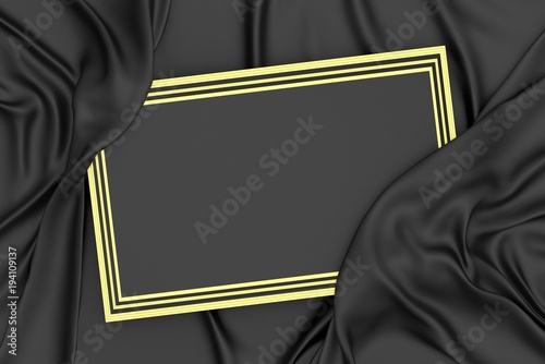 3d rendering black and gold frame and drapery