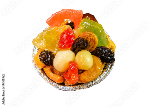 Beautiful colour of Fruit Cake on the White background  File save with clipping parh.