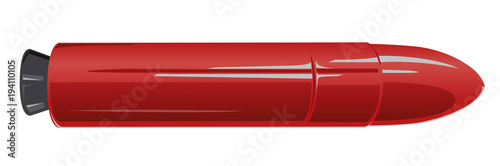 Red space rocket, flying carrier rocket. Part of space shuttle. Vector master illustration. Isolated flighting spacecraft spaceshuttle, white fuel tank, white background.