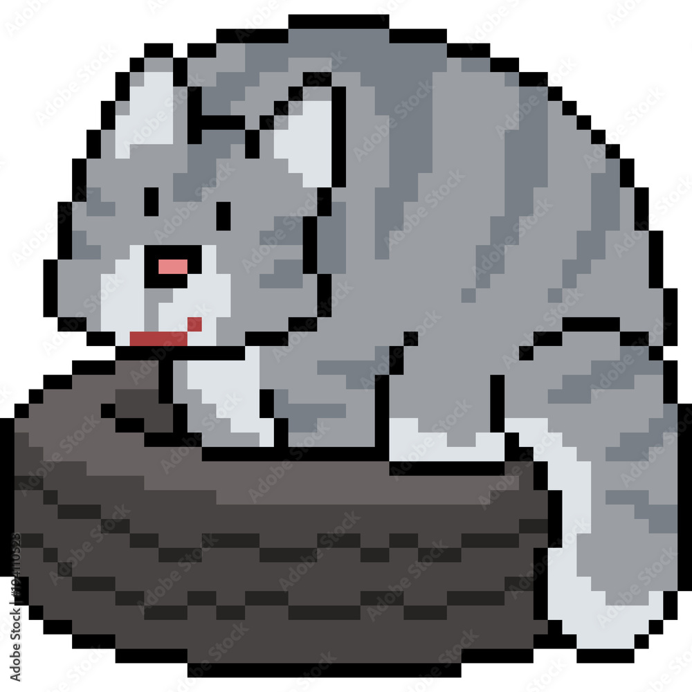 vector pixel art fat cat