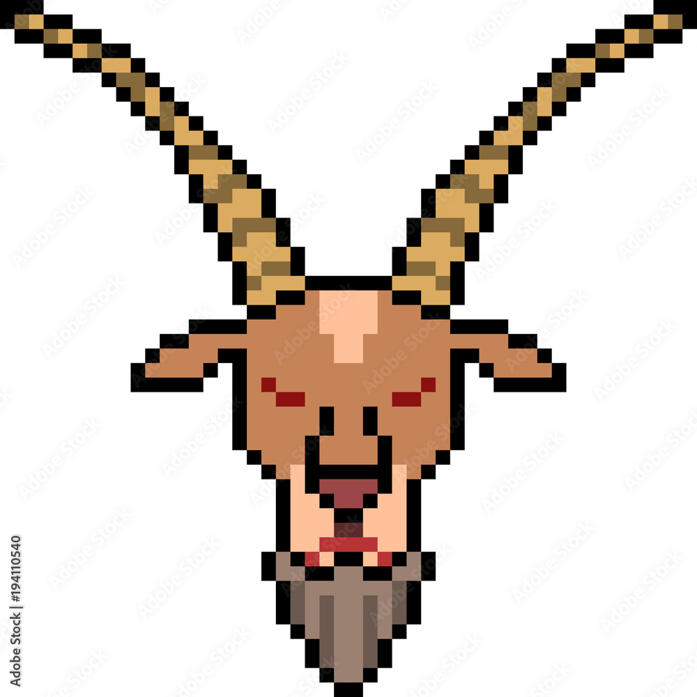 Pixel Style Goat vector pixel art goat head Stock Vector | Adobe Stock