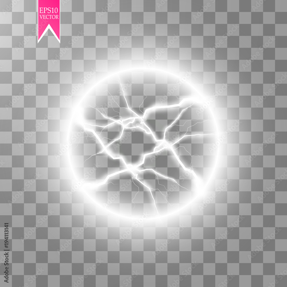 Transparent light effect of electric ball lightning. Magic plasma ball  Stock Vector | Adobe Stock