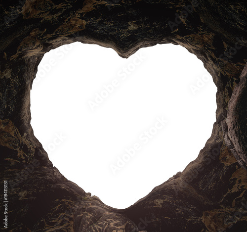 World mental health day concept: Heart shape of tomb stone isolated on white background