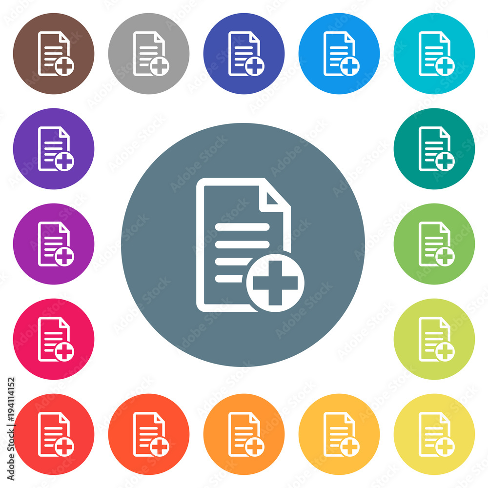 Add new document flat white icons on round color backgrounds Add new document flat white icons on round color backgrounds