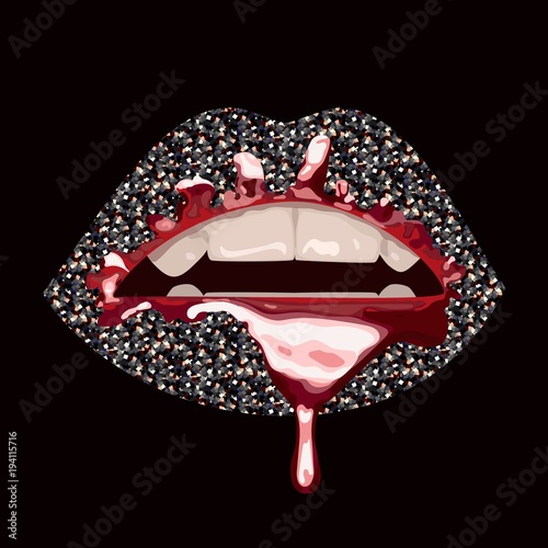 Black glitter on lips