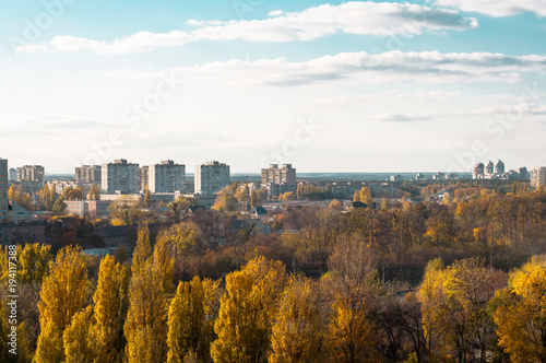 City of Kiev in the autumn. Houses and sky. 