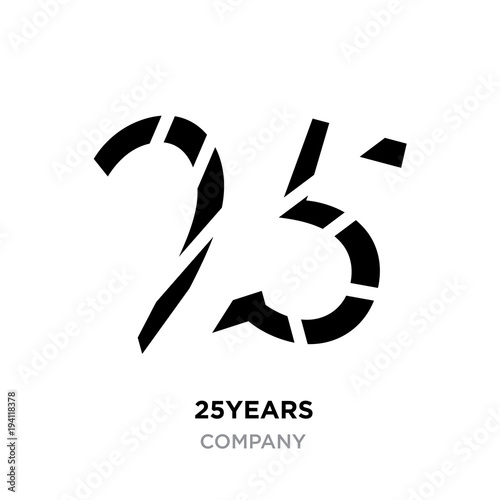 25years logo, abstract black twenty five years illustration number photo