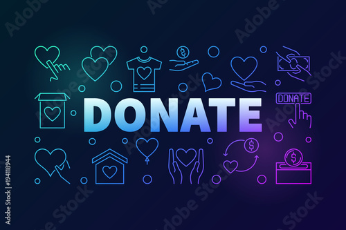 Donate vector colored horizontal outline banner