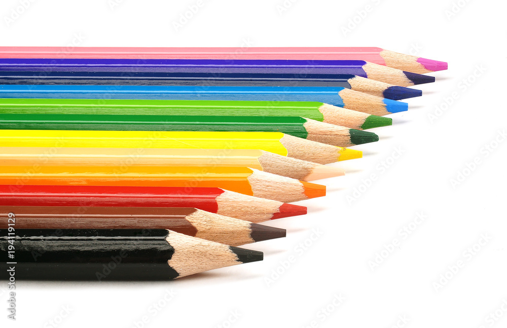 Pencils of different colors close-up of 12 colors Pencils of different colors close-up of 12 colors