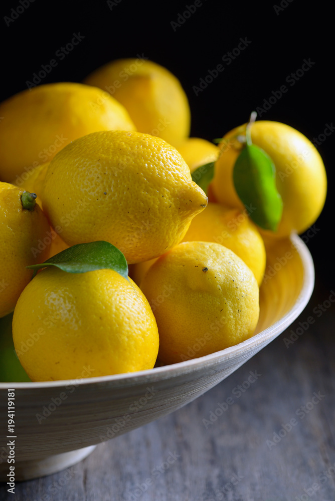 lemons on an old wooden table