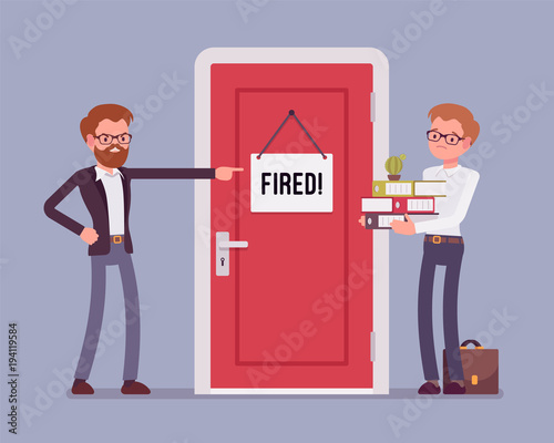 Fired office worker and boss