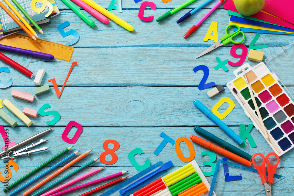 Back to school concept on wooden background Back to school concept on wooden background