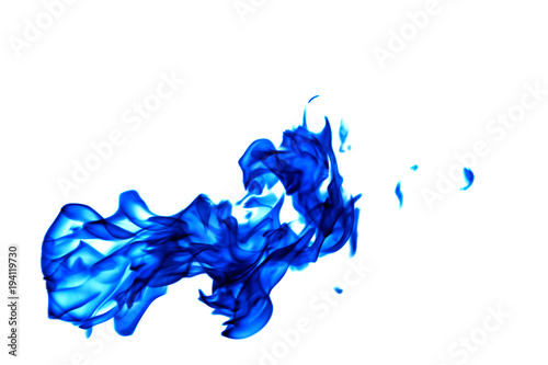 Blue fire flame isolated on white background