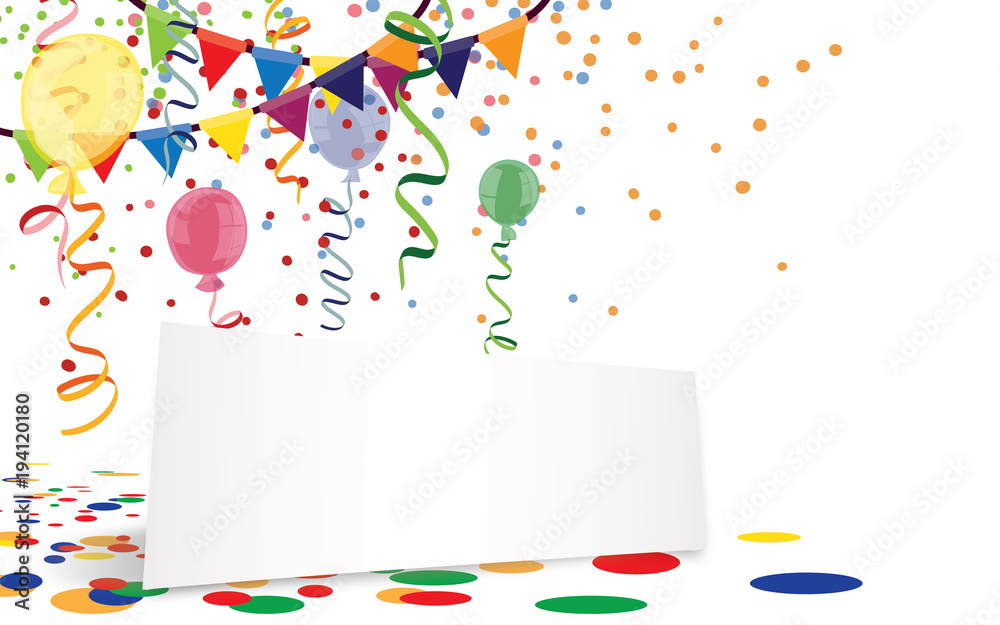 Textfeld mit Luftballons und Girlanden Textfeld mit Luftballons und Girlanden