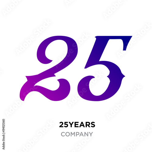25years logo, purple gradient twenty five years illustration colorful number photo