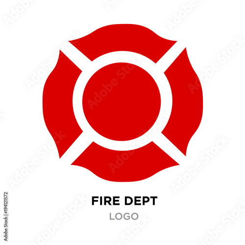 red fire dept logo with white arrows isolated on white background