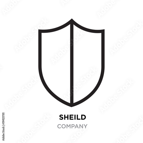 sheild logo, thin line modern icon isolated on white background photo