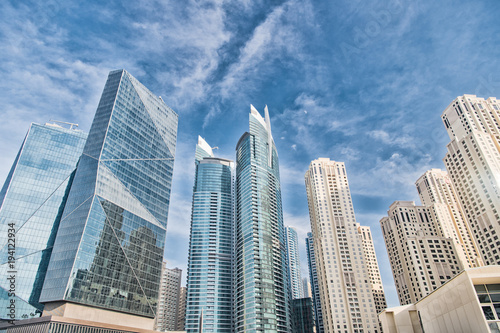 Skyscrapers in Dubai, United Arab Emirates, bottom view © be free