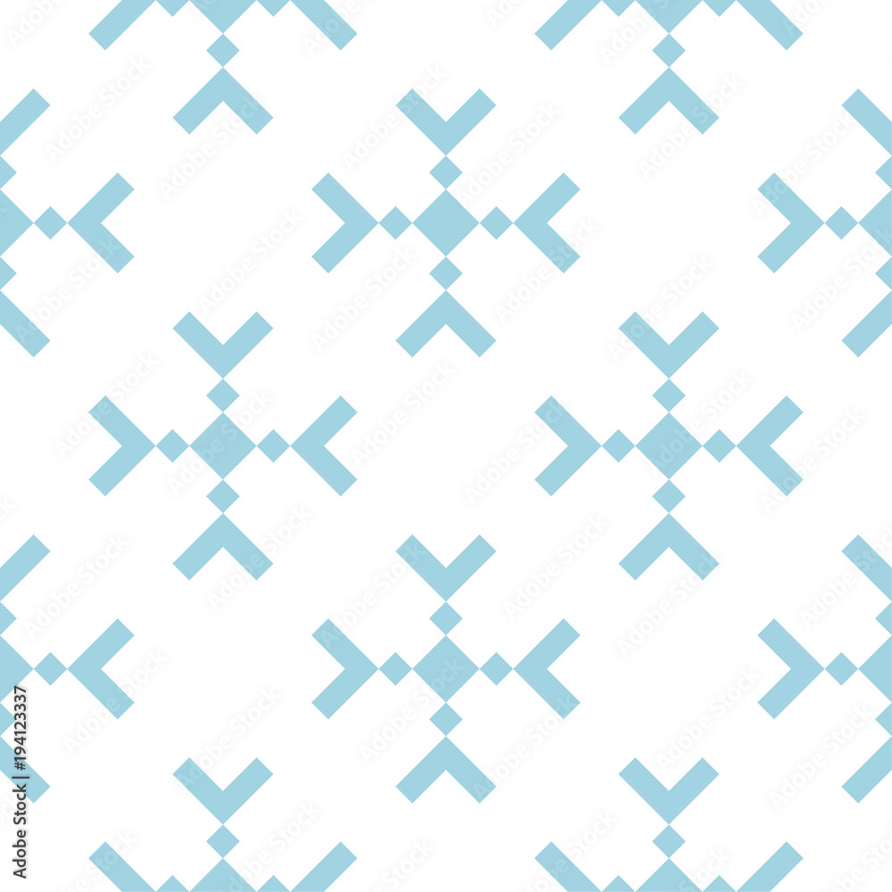 White and blue geometric ornament. Seamless pattern White and blue geometric ornament. Seamless pattern