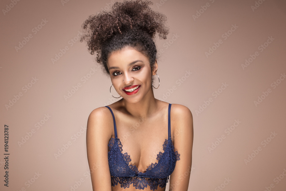 Beauty portrait of sensual afro girl. Beauty portrait of sensual afro girl.