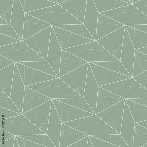 Geometric green seamless background with pink elements
