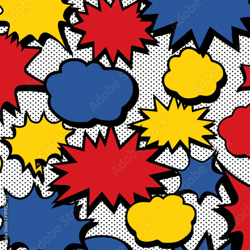 Hand drawn vector illustration of comic book speech bubble pattern and dot pattern.Abstract wallpaper.