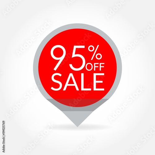 Sale and discount pointer or sticker. 95 percent price off tag icon. Vector illustration. Free Download Sale and discount pointer or sticker. 95 percent price off tag icon. Vector illustration. - GFXLoad