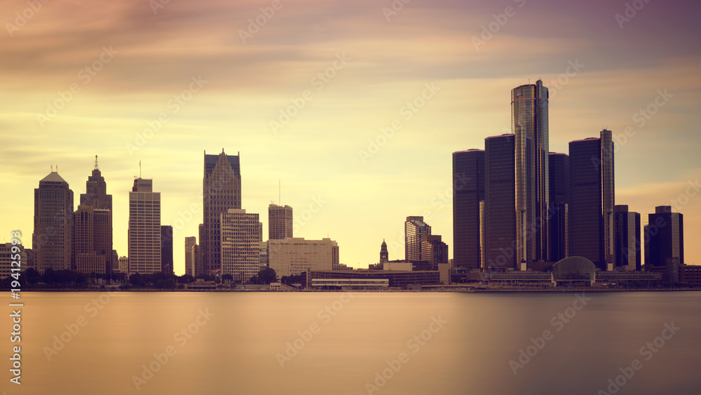 Beautiful skyline of Detroit City, the view from Windsor, Ontario, Canada. Beautiful skyline of Detroit City, the view from Windsor, Ontario, Canada.