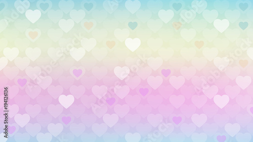Abstract background, transparent heart shape on pastel pink,yellow and blue gradient