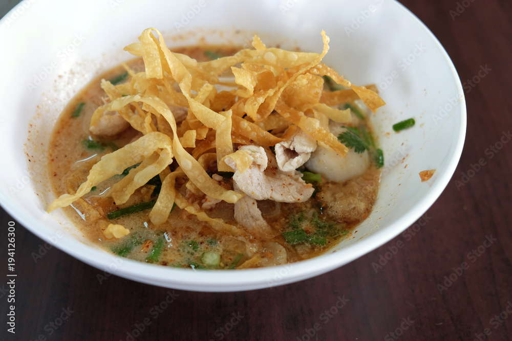 spicy Thai noodle closeup