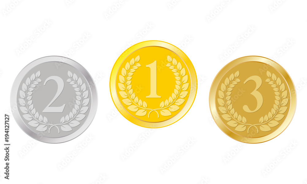 1 1/4" 1st, 2nd & 3rd Place Plastic Award Medals With Striped Ribbon - 12 Pc. Or